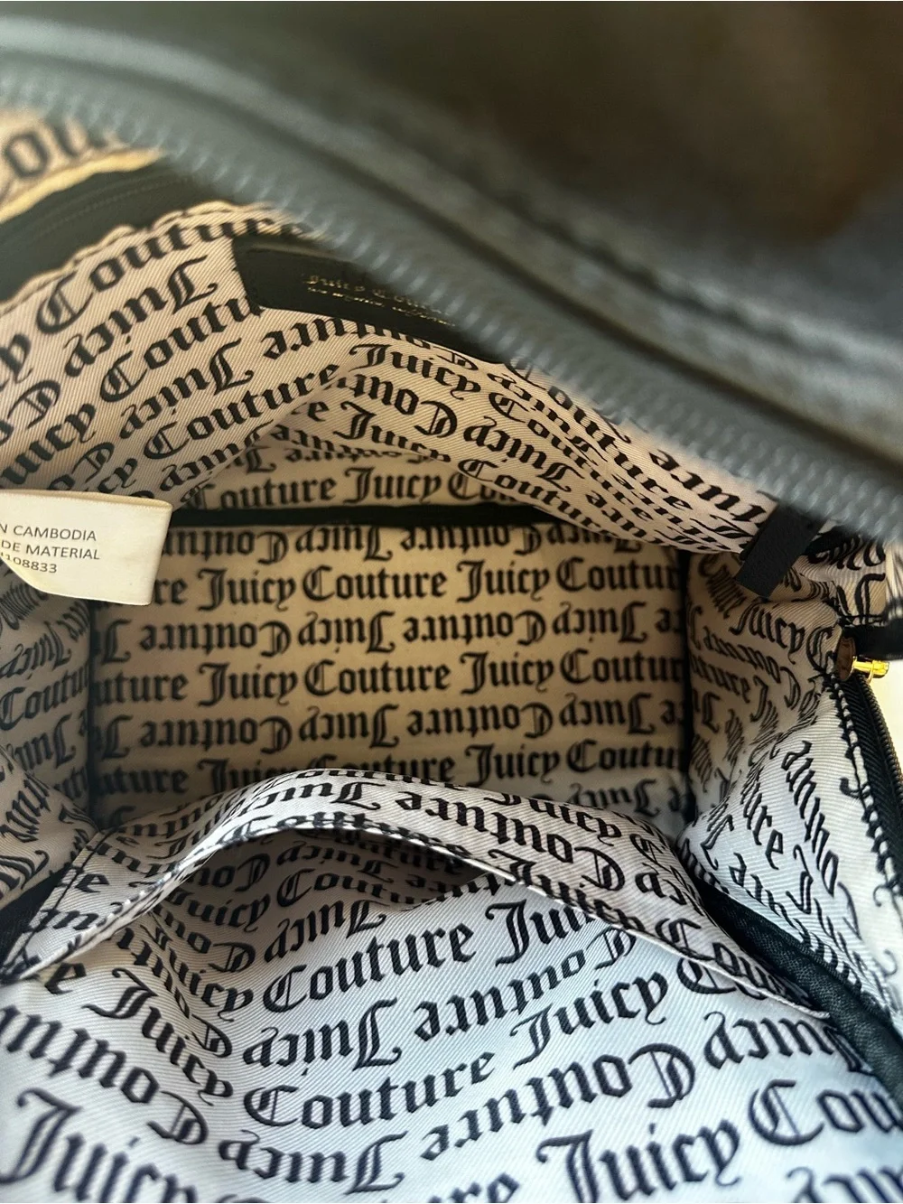 Juicy Couture Black Velour Mini Backpack Pink Crystal Logo Y2K McBling